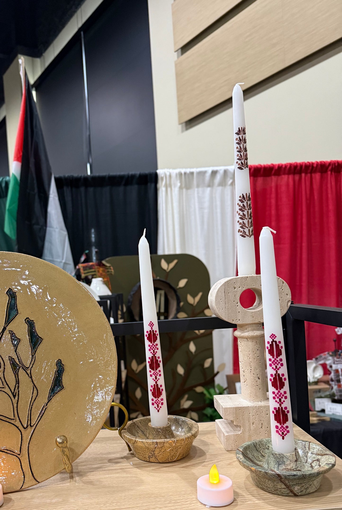 Hand painted Pink Tatreez Candles