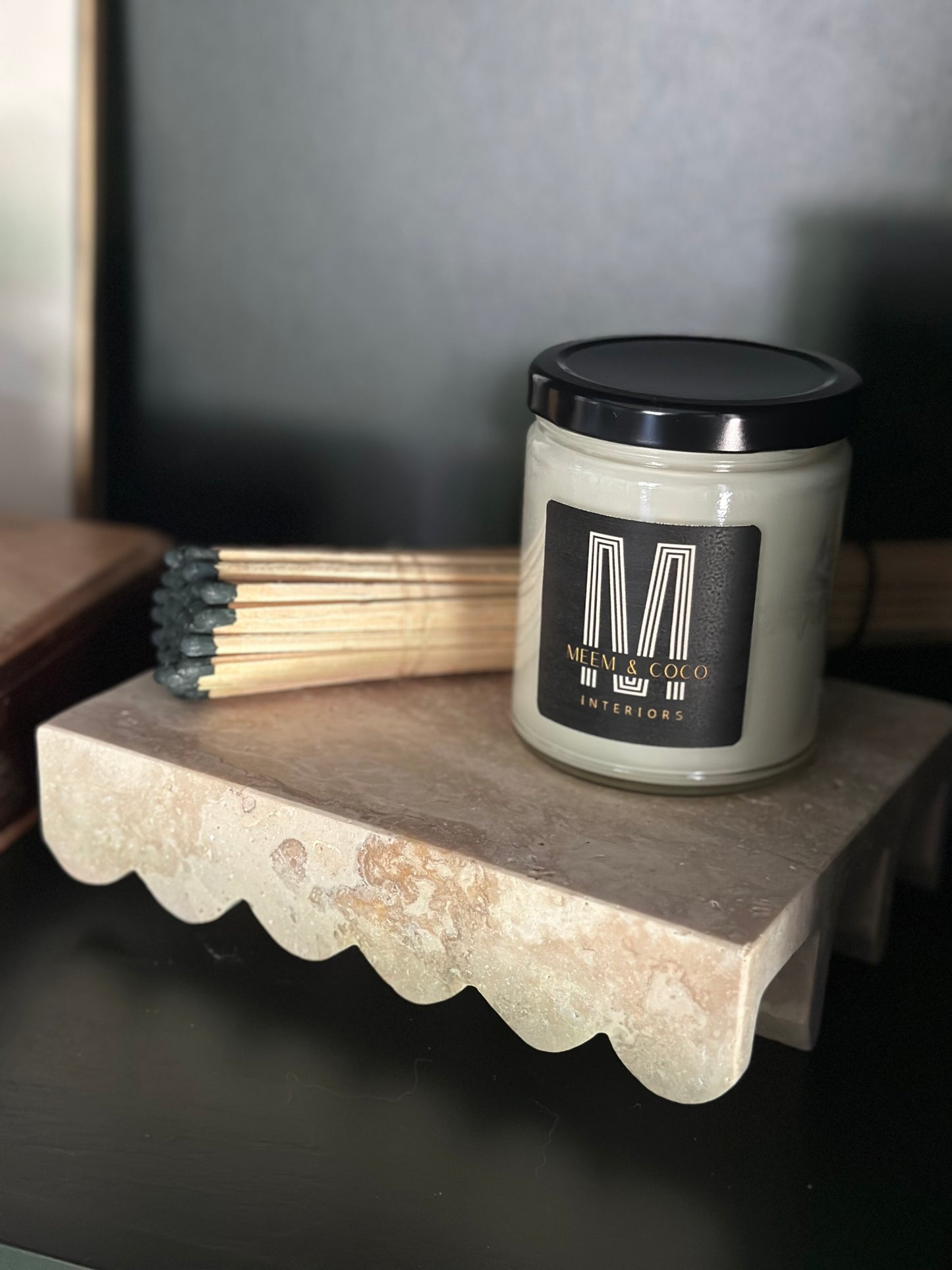 Scalloped Travertine Cutting Board Holder