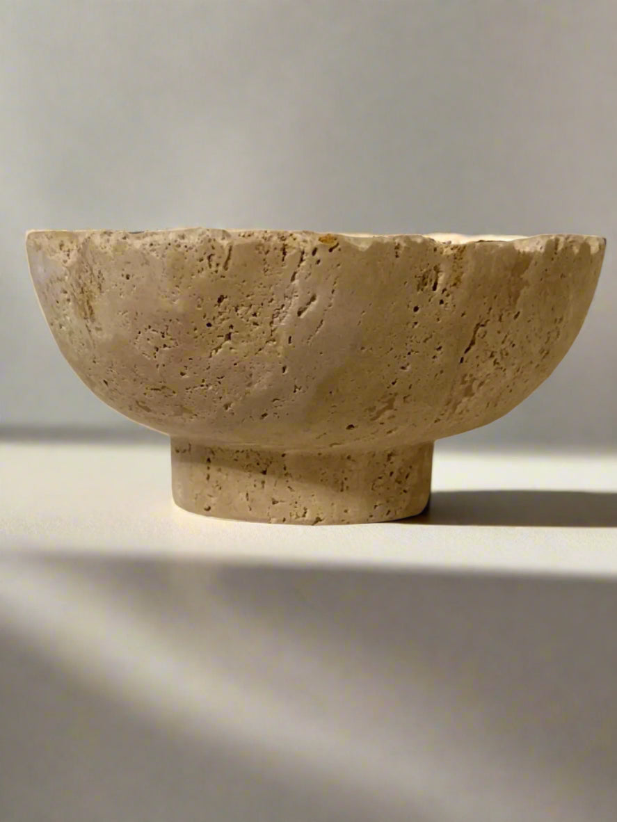 Beige Travertine Candle Holder-Meem and Coco Exclusive