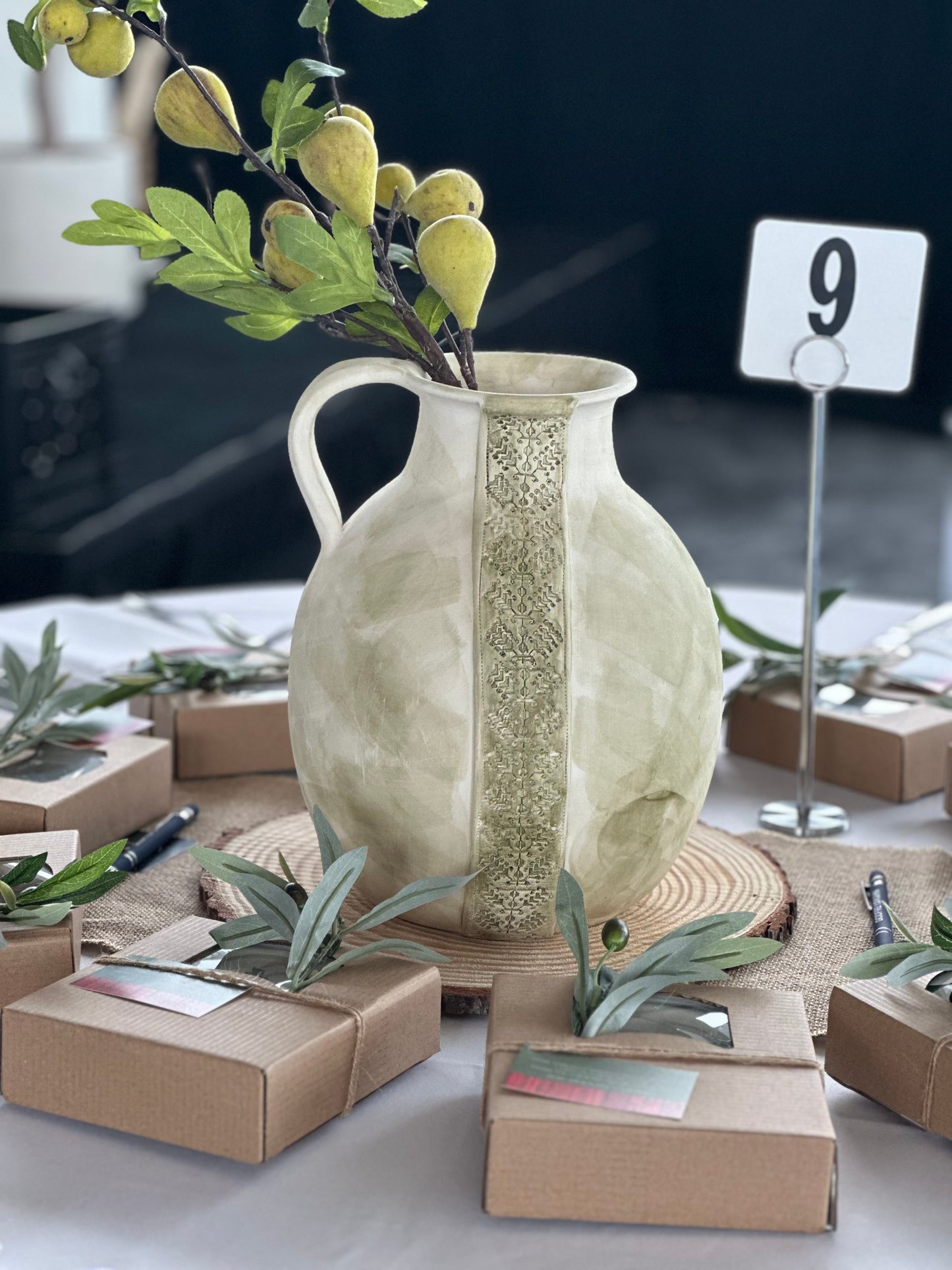 Green Vase: Stripe Motif