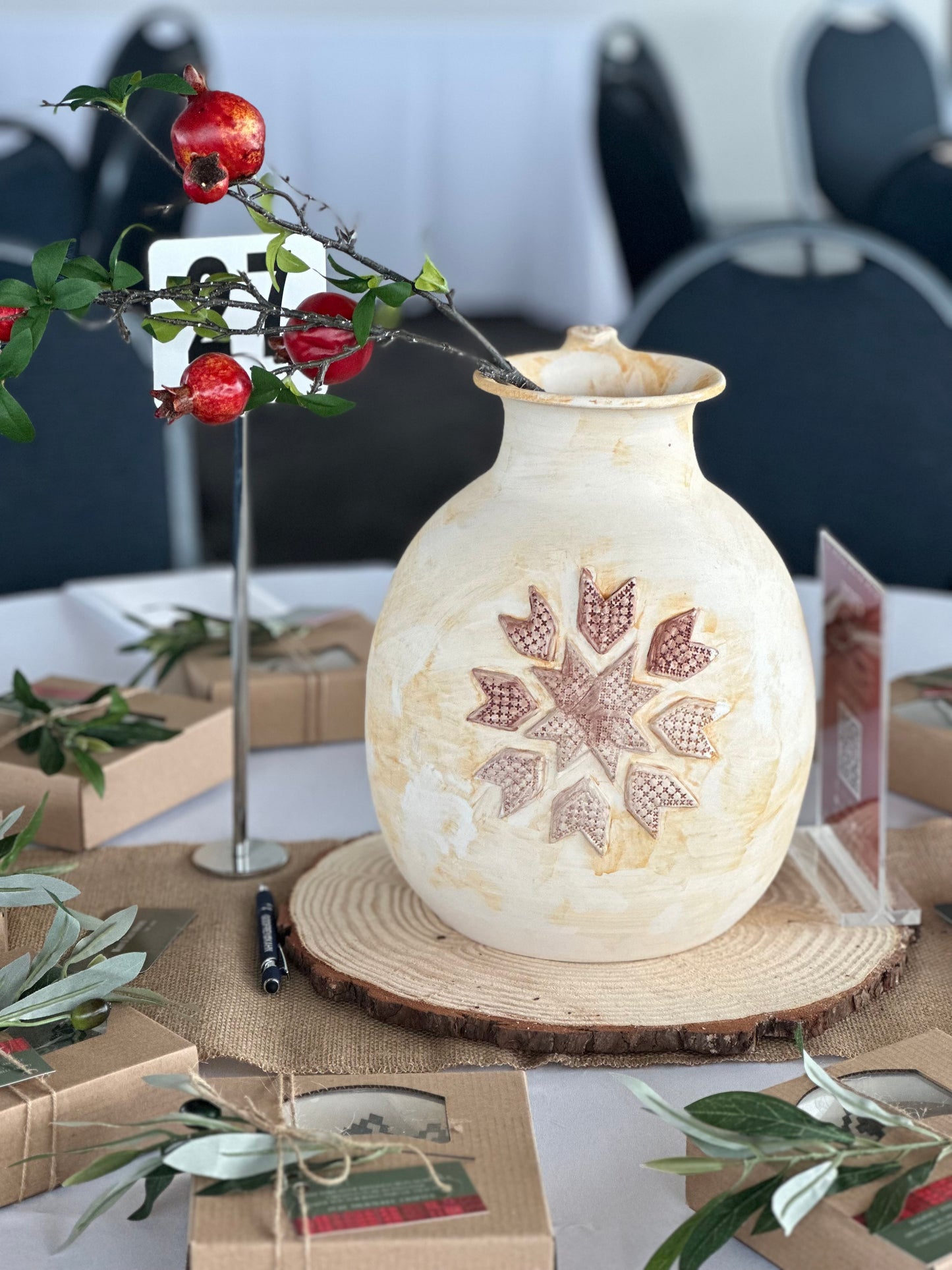 Burgundy Vase: Star Motif