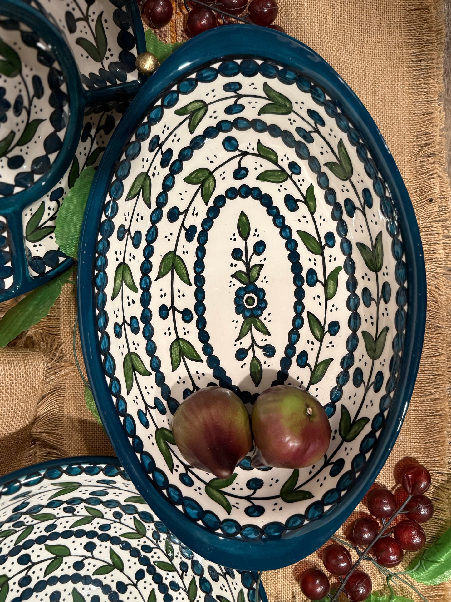 Teal Olive Grove Serving Set