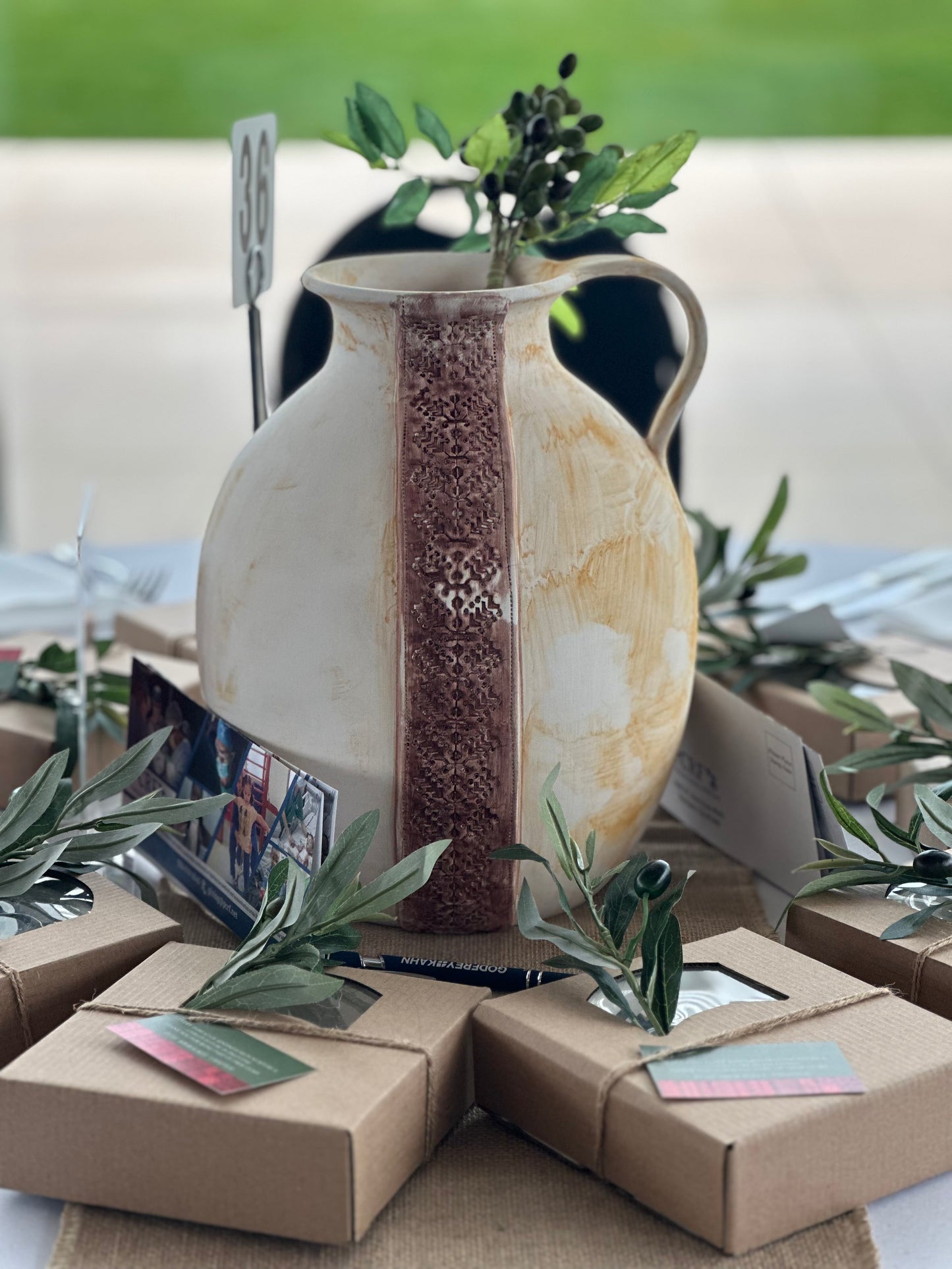 Vase Burgundy Stripe Motif