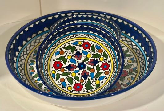 Hand-Painted Serving Plate & Two Bowl Set