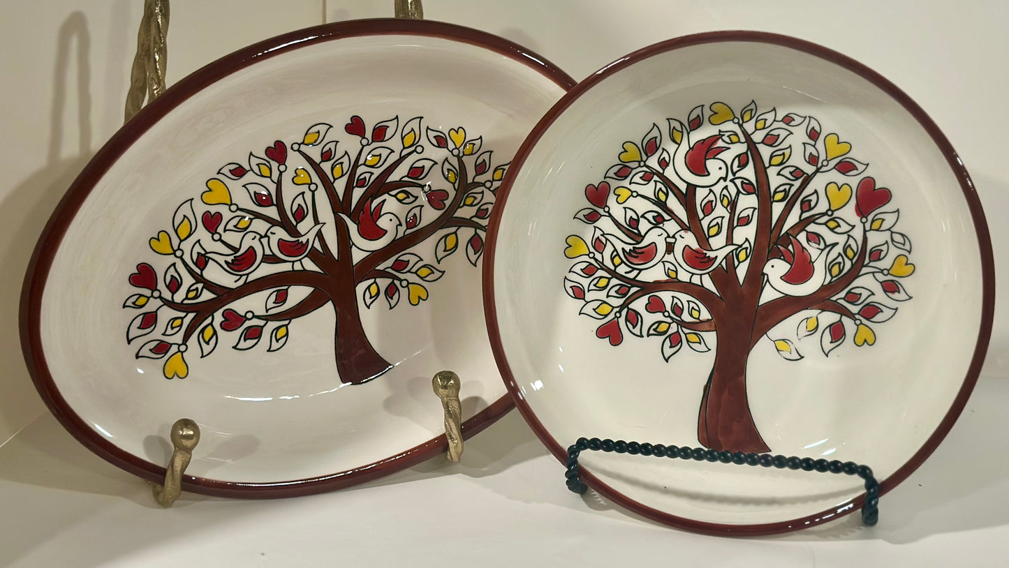 Large Oval & Round Tree Platter Set
