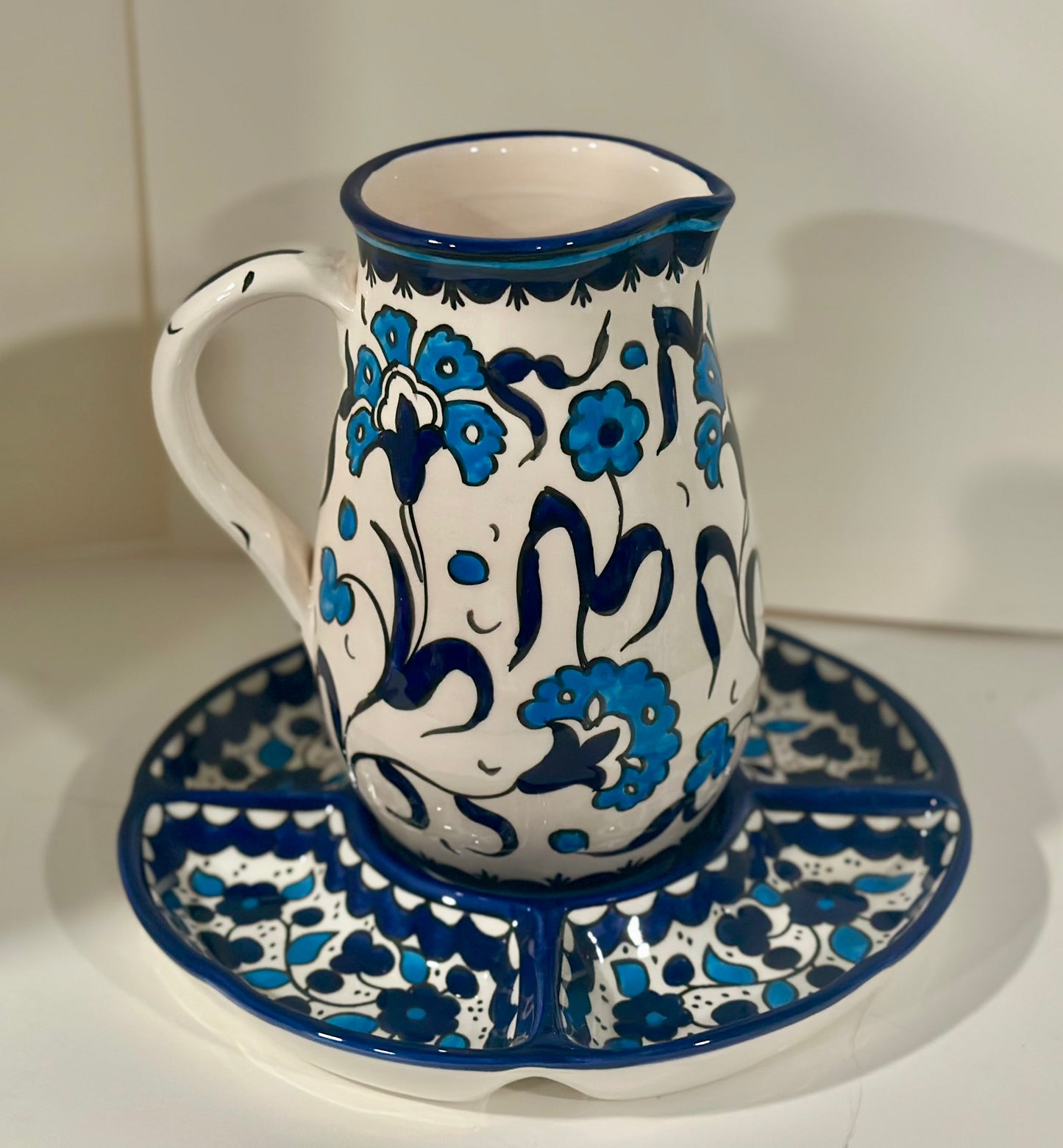 Hand-Painted Pitcher & Mezza Platter Set