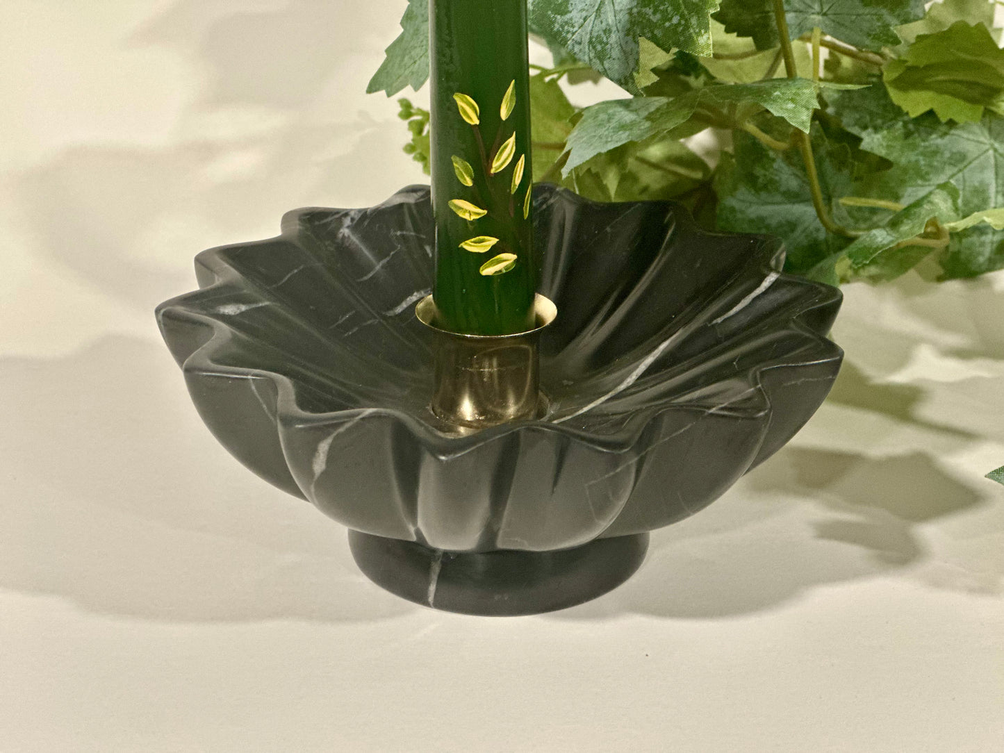 Black Marble Candle Holder