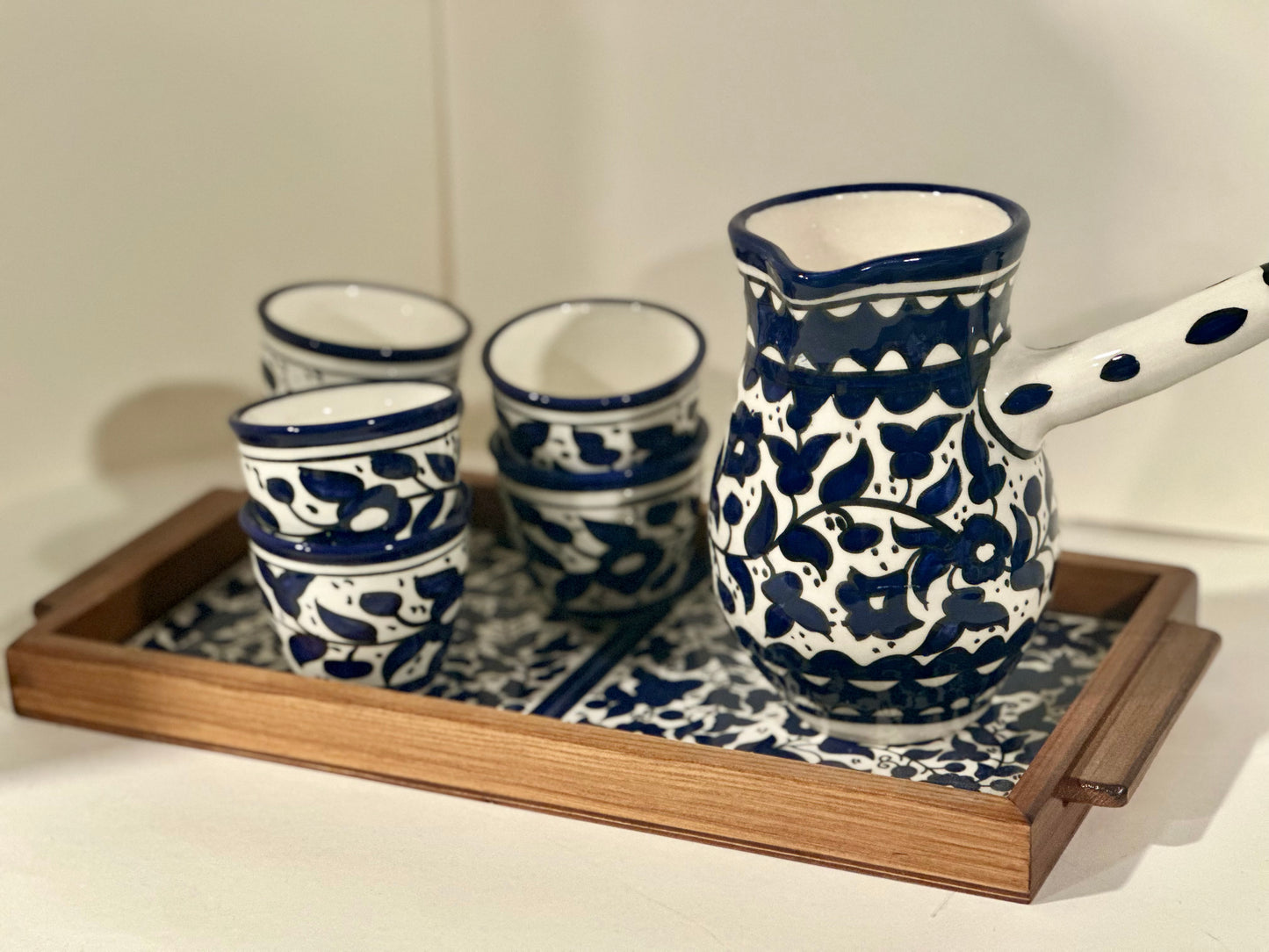Hand-Painted Coffee Set with Tray