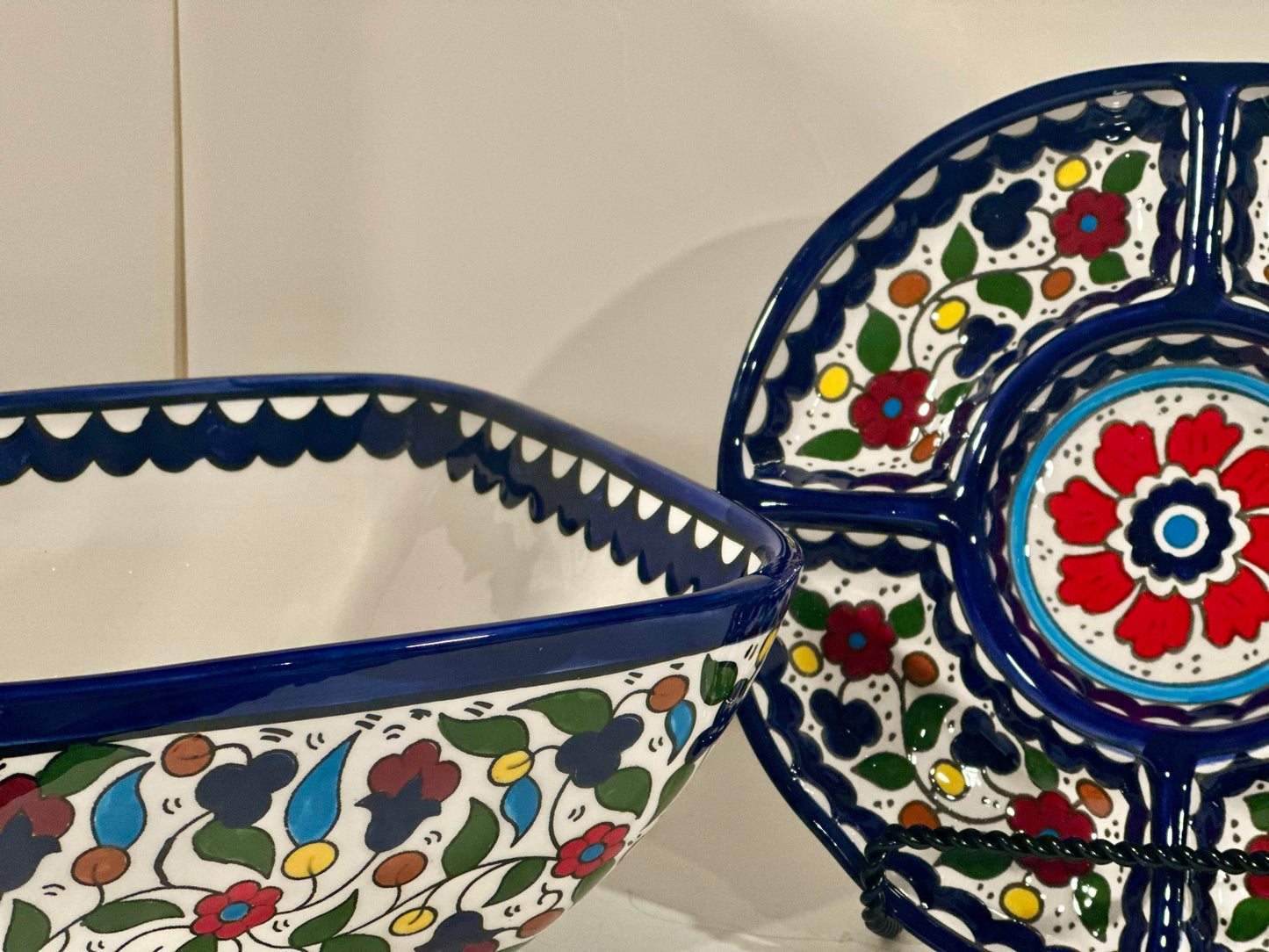 Large Square Bowl & Mezze Platter Set