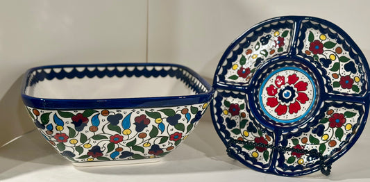 Large Square Bowl & Mezze Platter Set