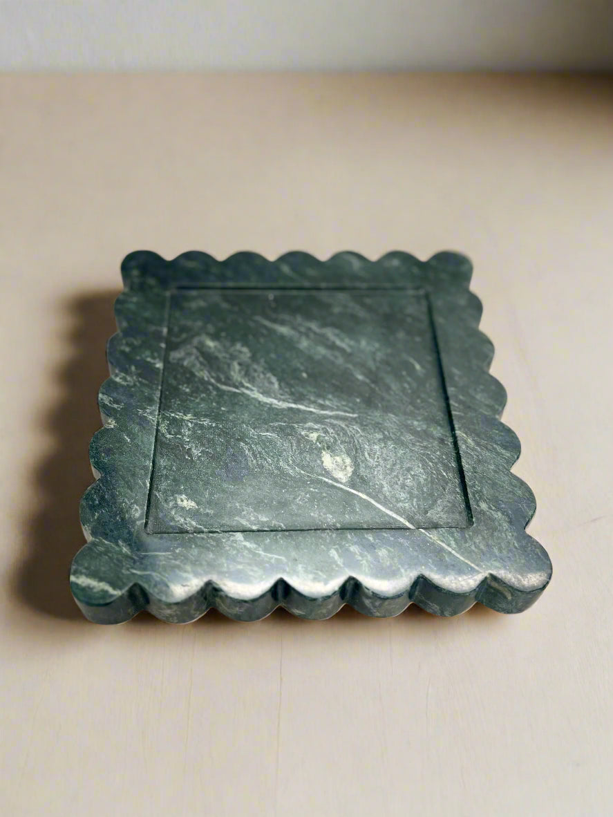 Green Marble Scalloped Tray