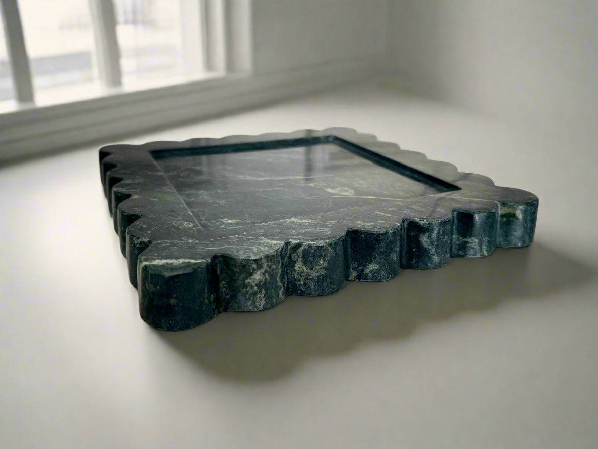 Green Marble Scalloped Tray