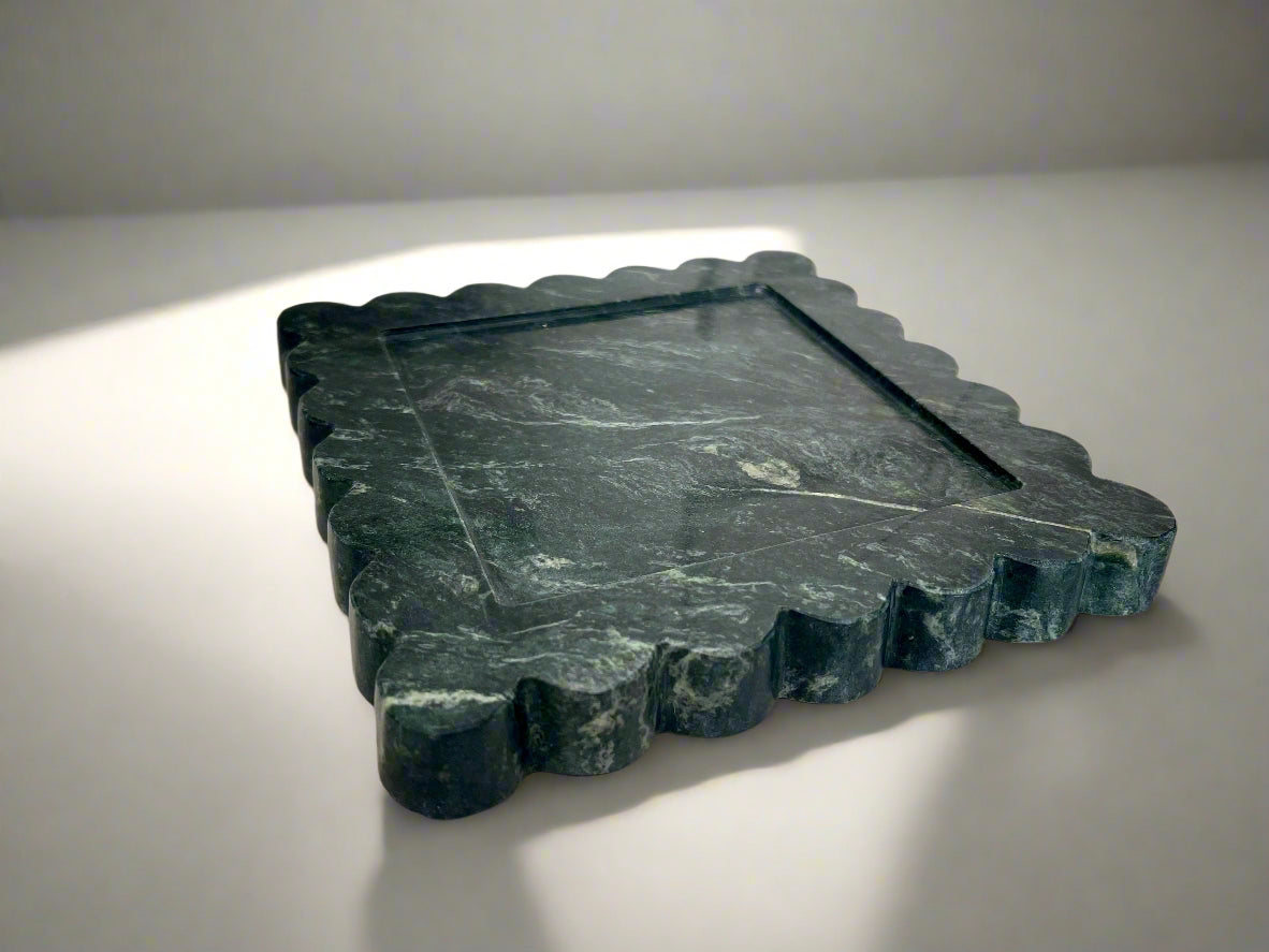 Green Marble Scalloped Tray