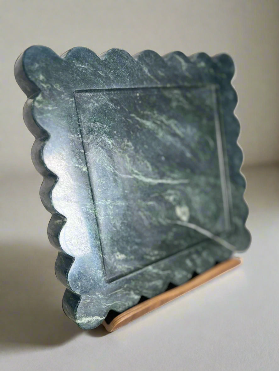 Green Marble Scalloped Tray