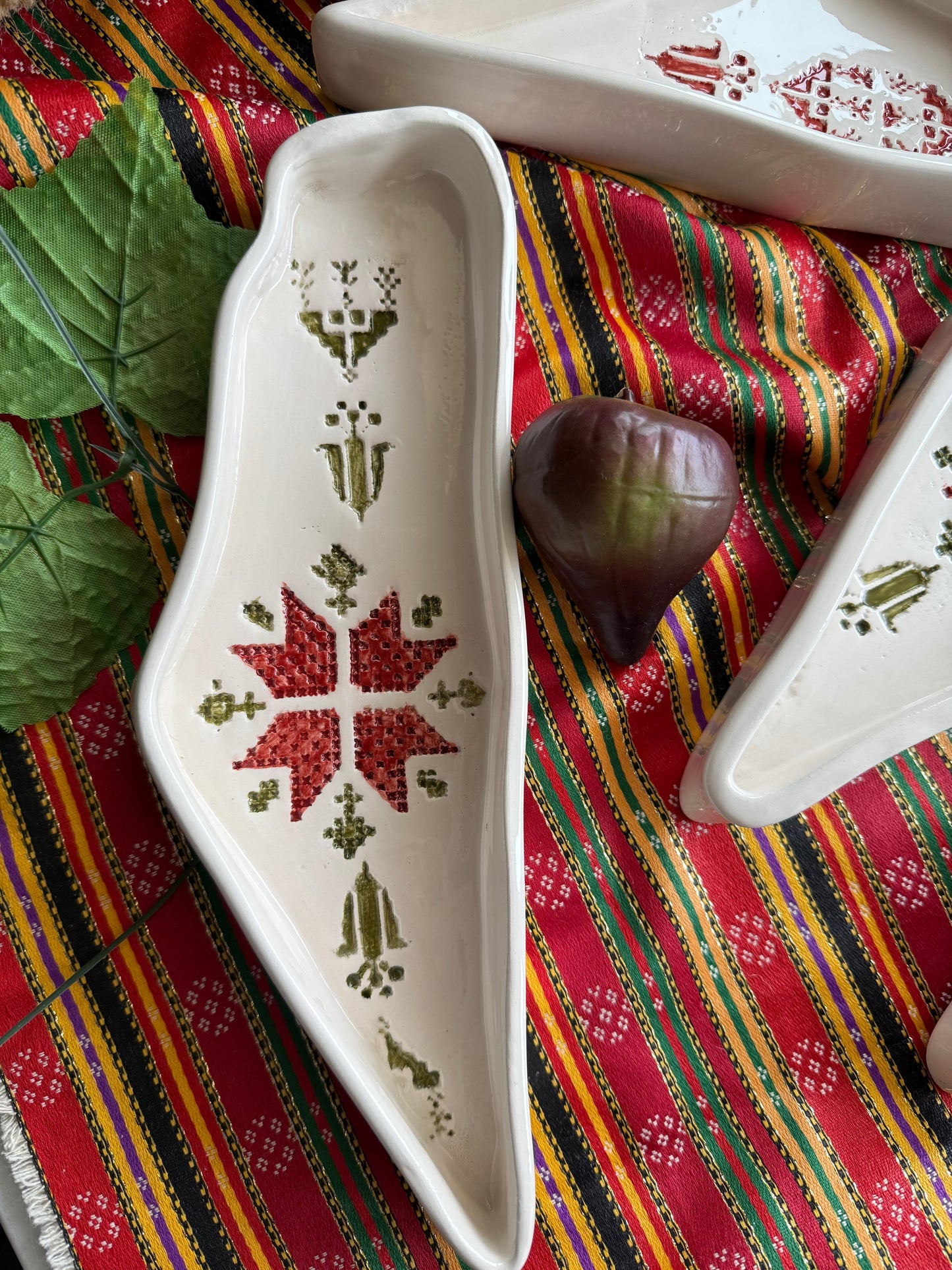 Etched in Clay: Ceramic Palestine Dish Red/Green Star