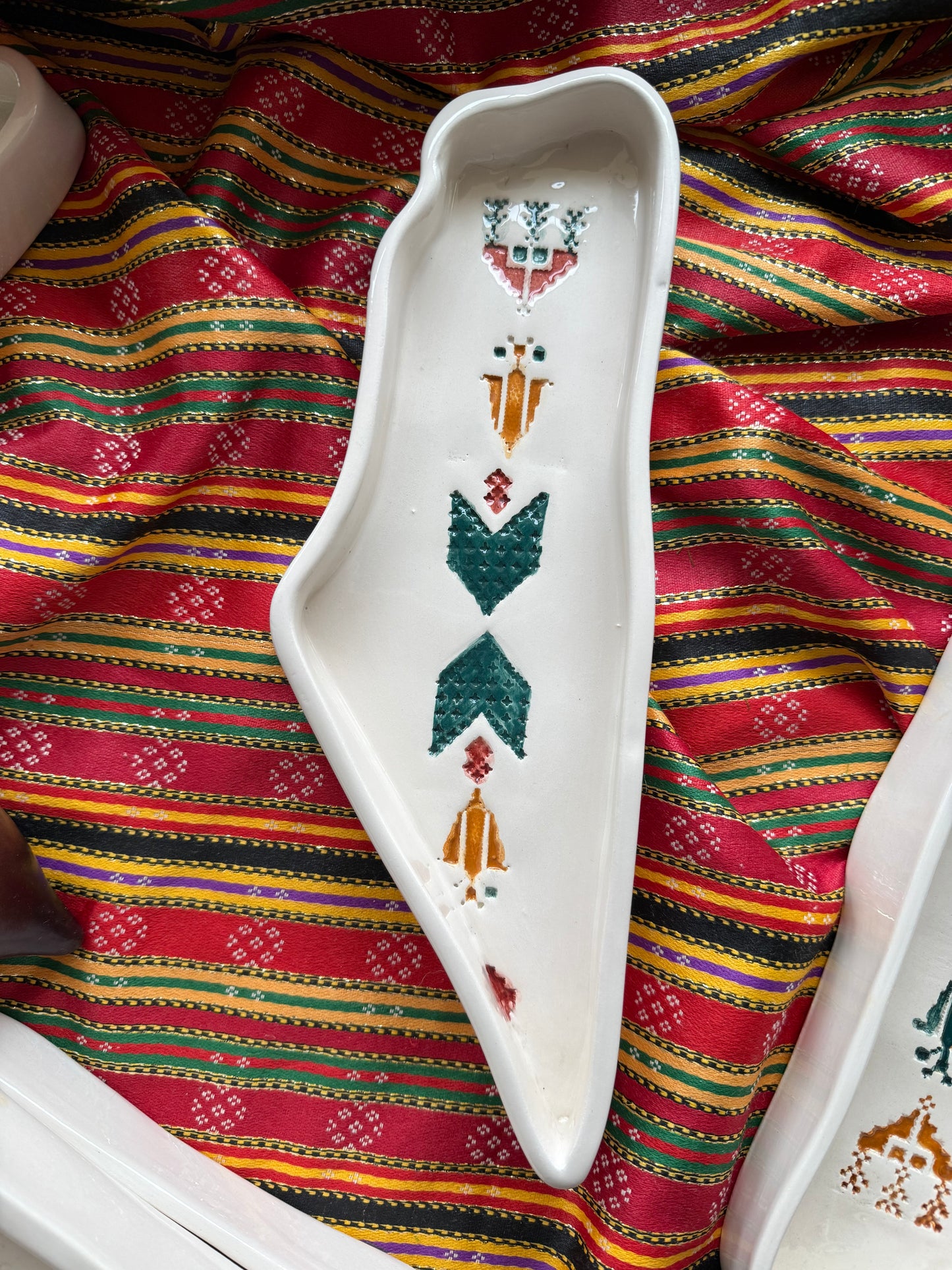 Etched in Clay: Ceramic Palestine Dish Turquoise Multicolor