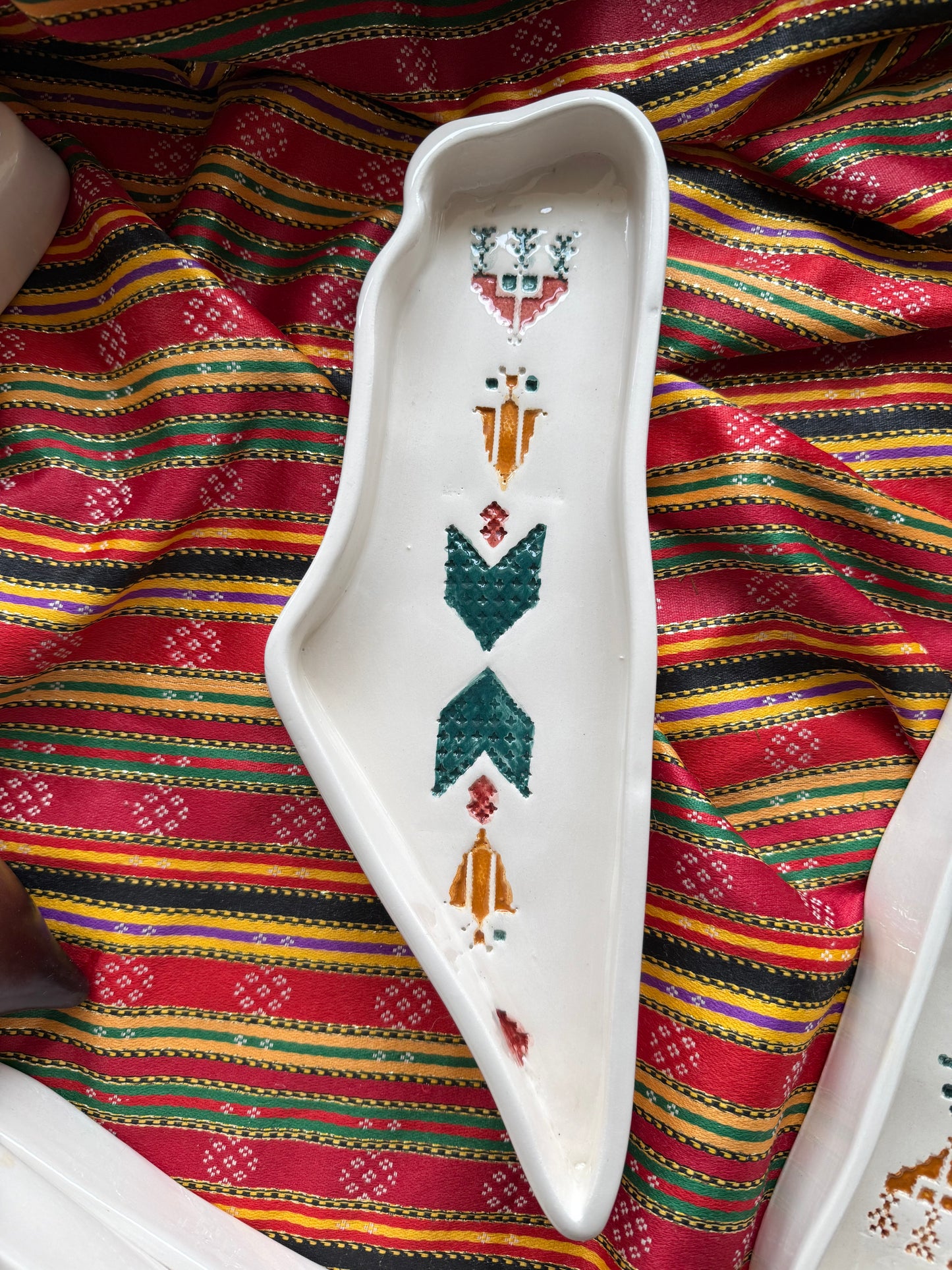 Etched in Clay: Ceramic Palestine Dish Turquoise Multicolor