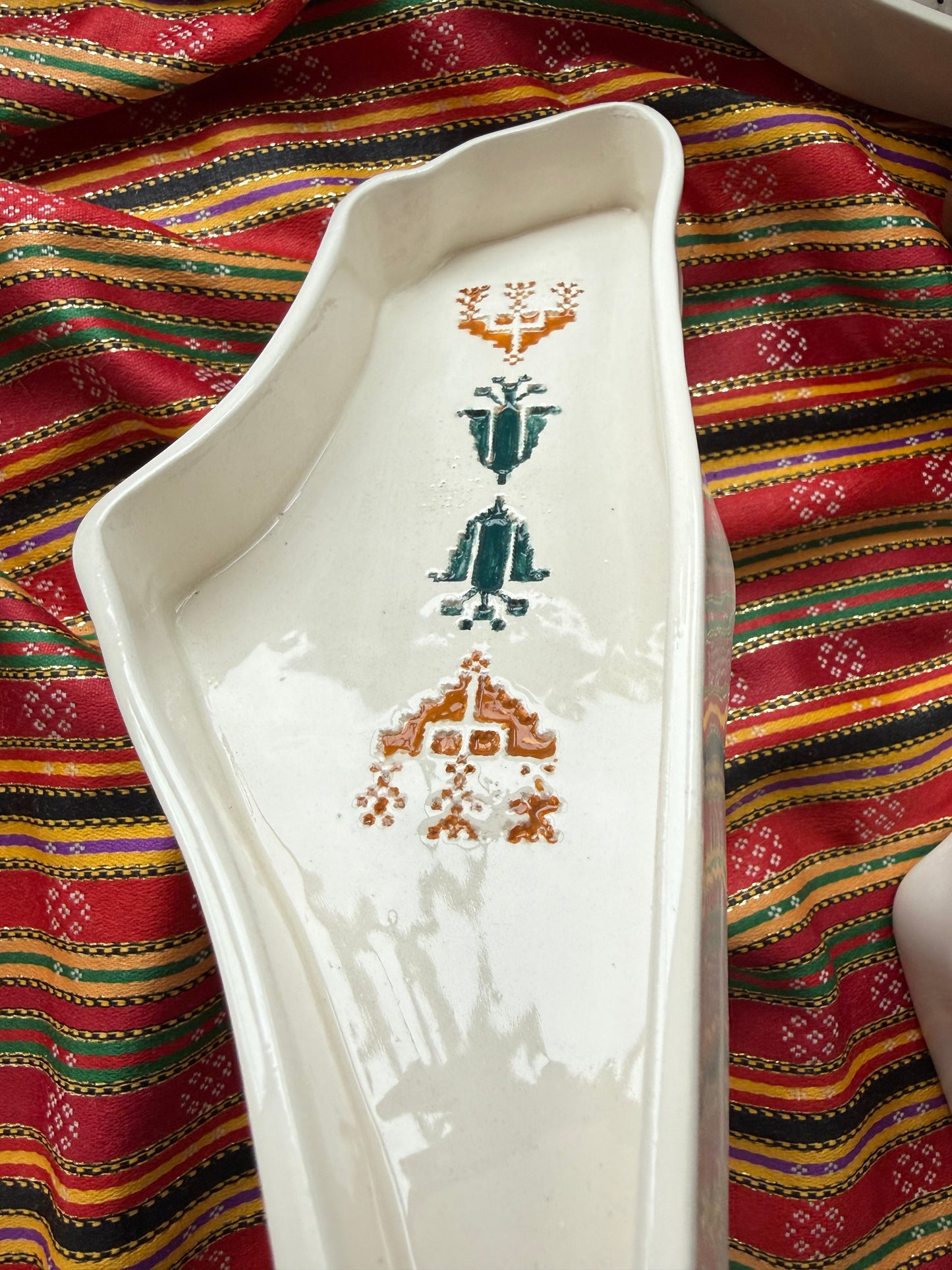 Etched in Clay: Ceramic Palestine Dish Turquoise Multicolor