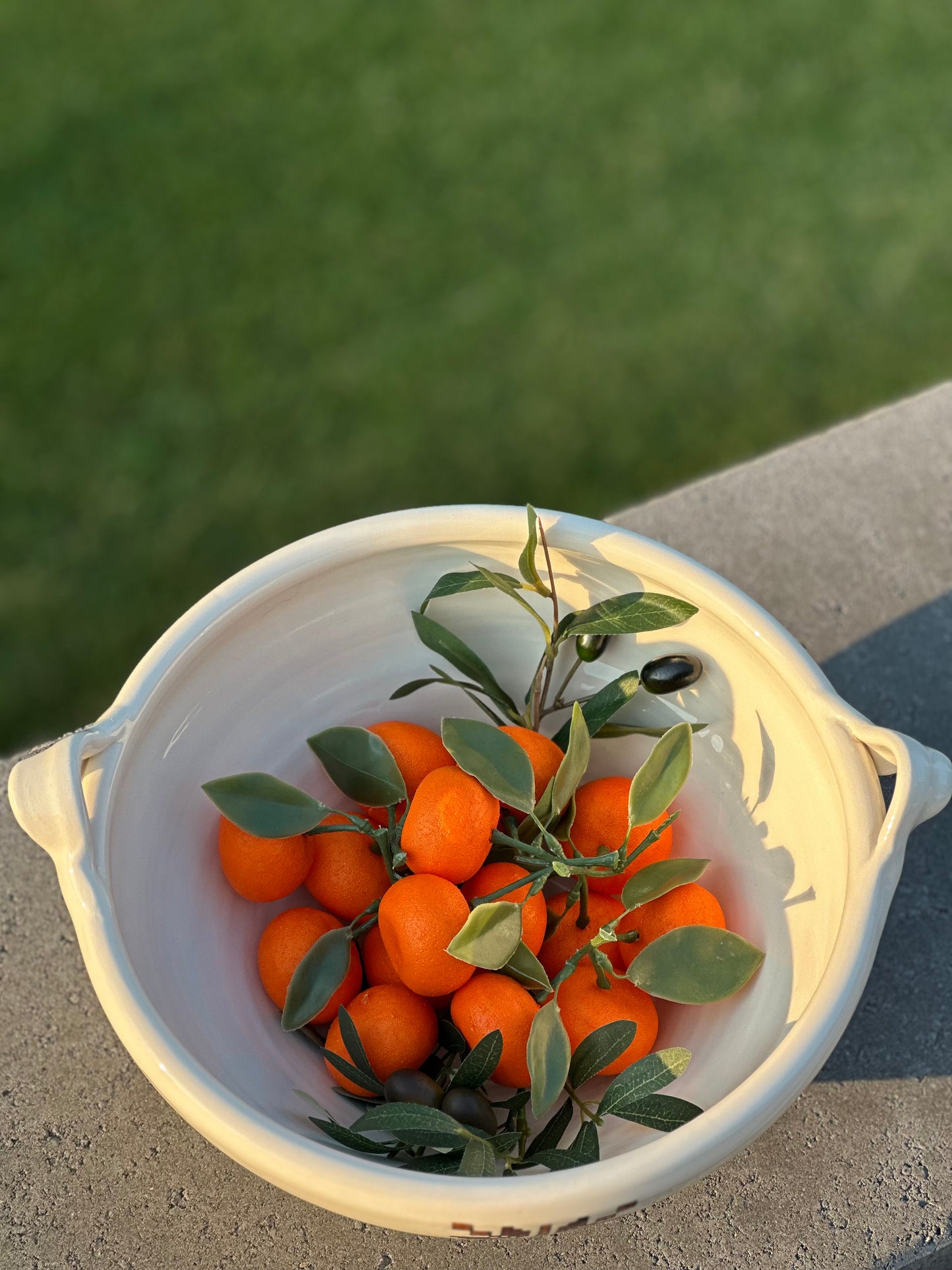 Large Serving Bowl: Brown Tatreez-Stitched in Stone