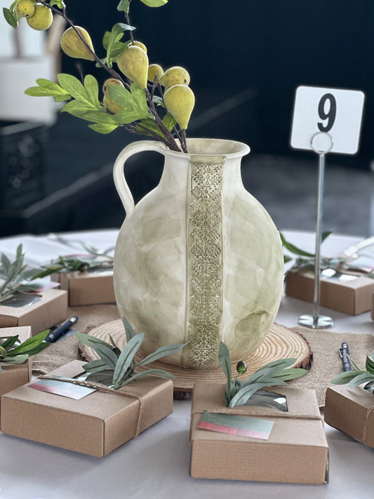 Green Vase: Stripe Motif