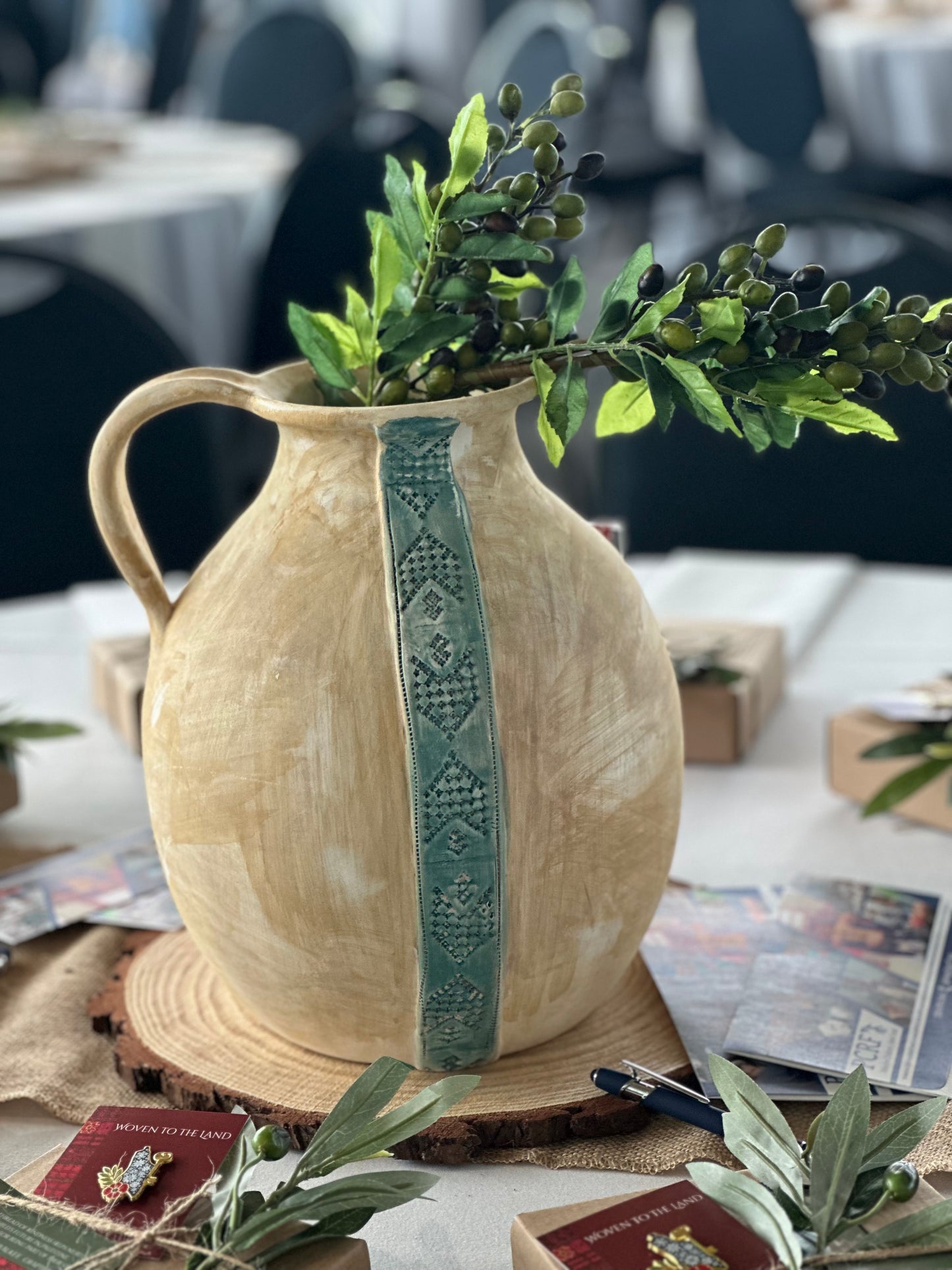 Turquoise Vase: Stripe Motif