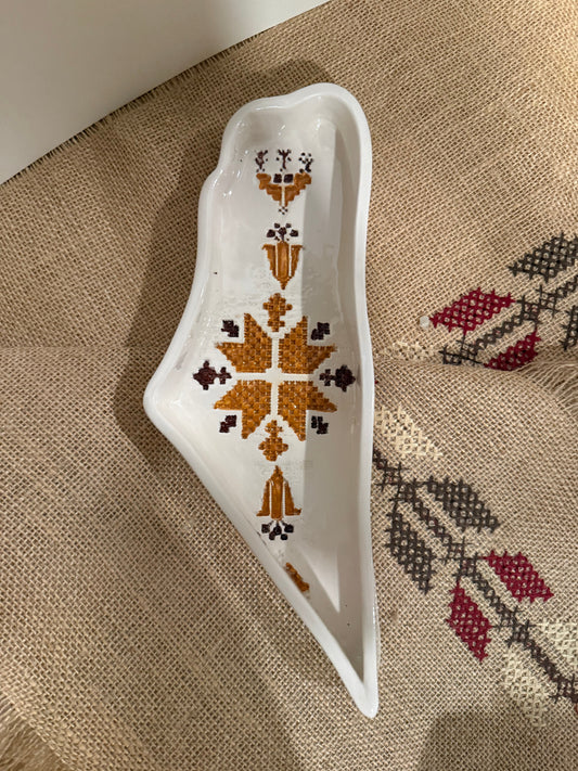 Etched in Clay: Ceramic Palestine Dish Mustard/Brown