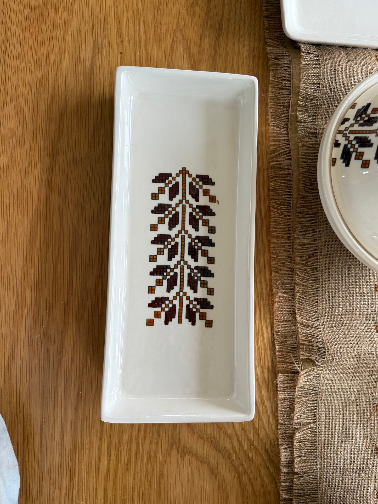 Stitched in Stone Rectangular Tray