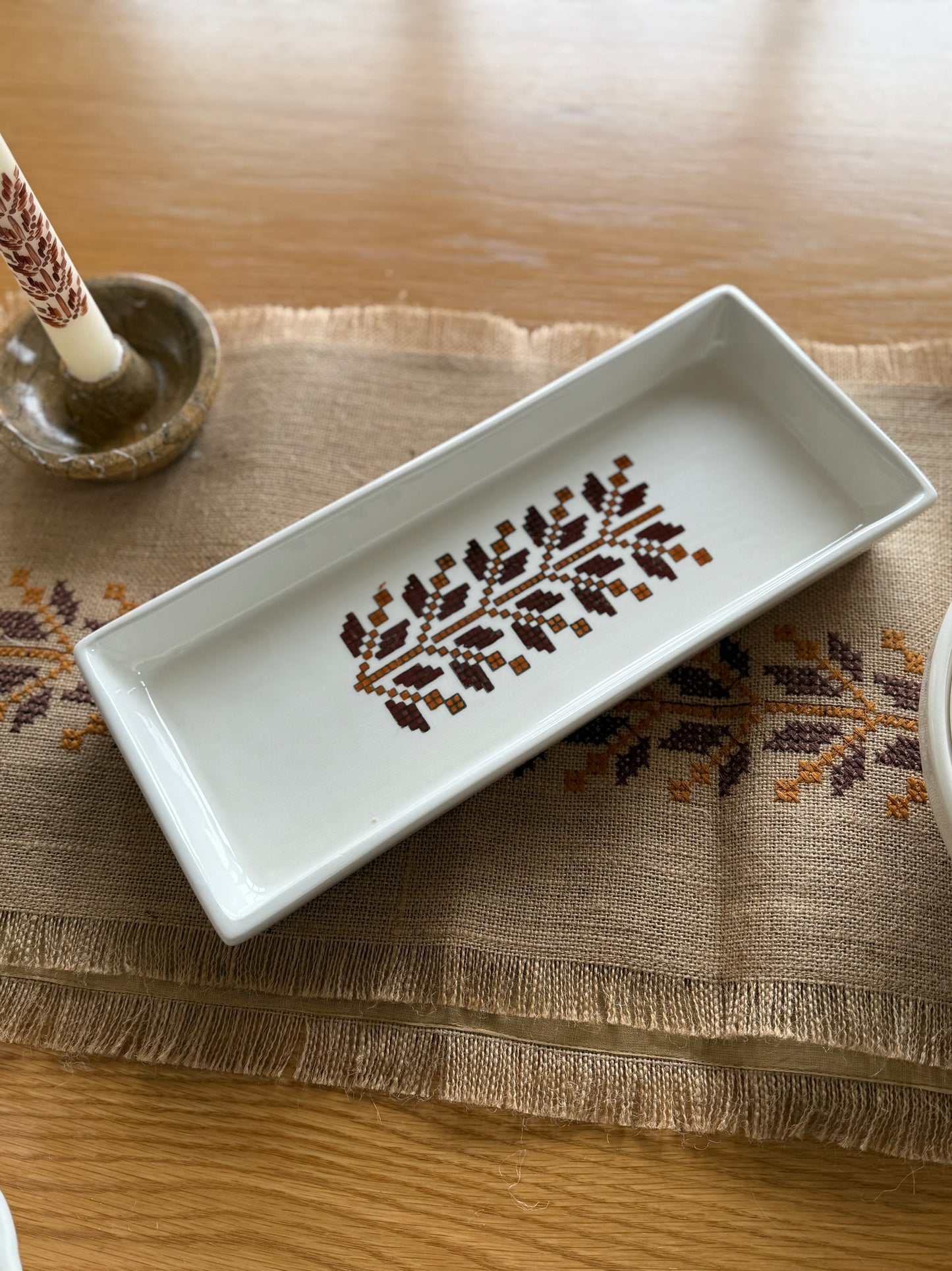 Stitched in Stone Rectangular Tray