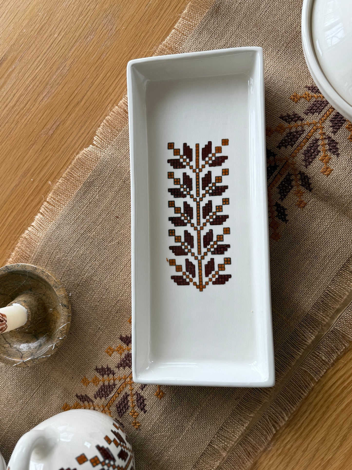 Stitched in Stone Rectangular Tray