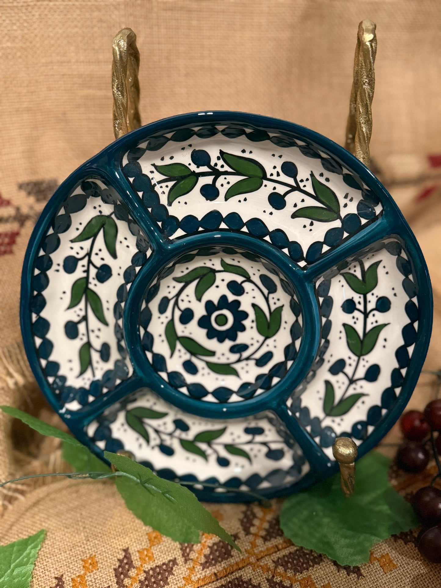 Teal Olive Grove Serving Set