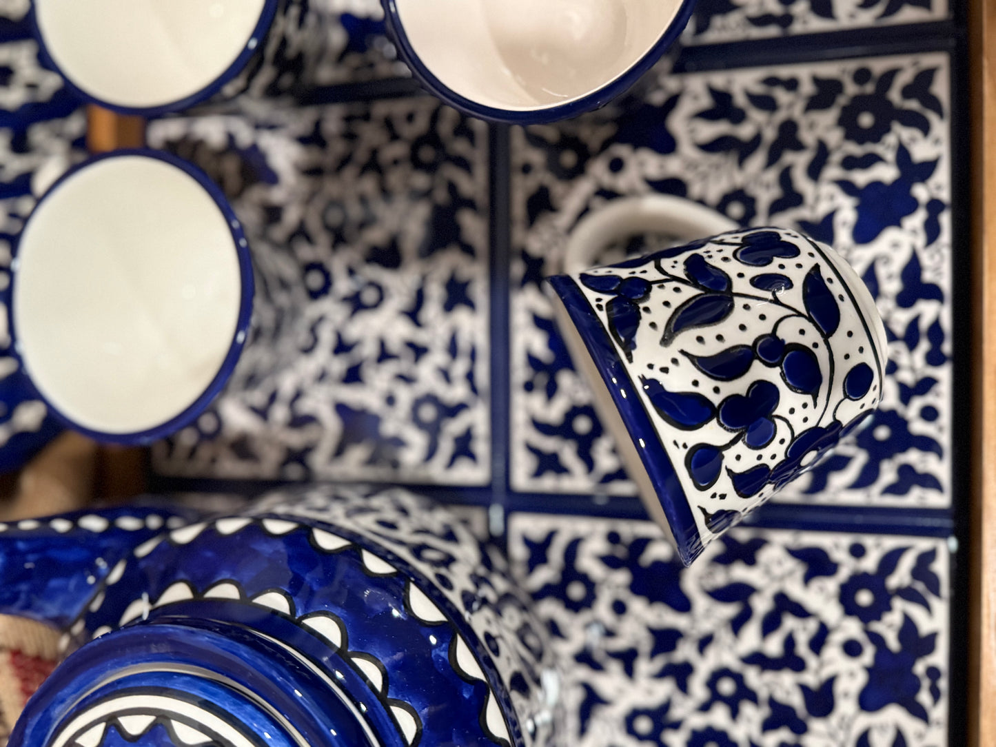 Handcrafted Blue & White Tea Set