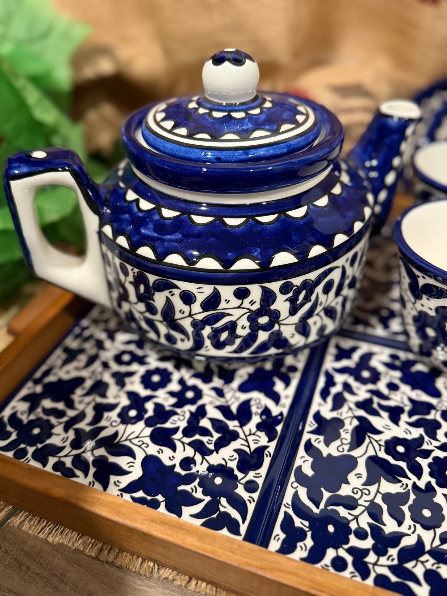 Handcrafted Blue & White Tea Set